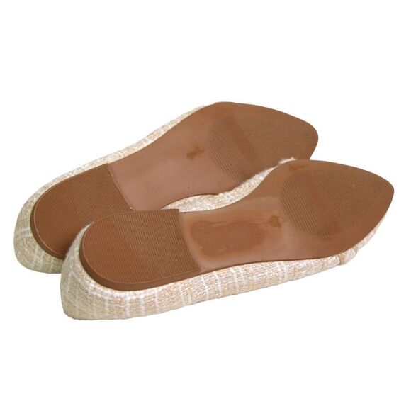 ANN TAYLOR BOW CREAM BEIGE TWEED TEXTILE POINTED TOE FLAT BALLET SHOES Sz 7.5 - Picture 8 of 10